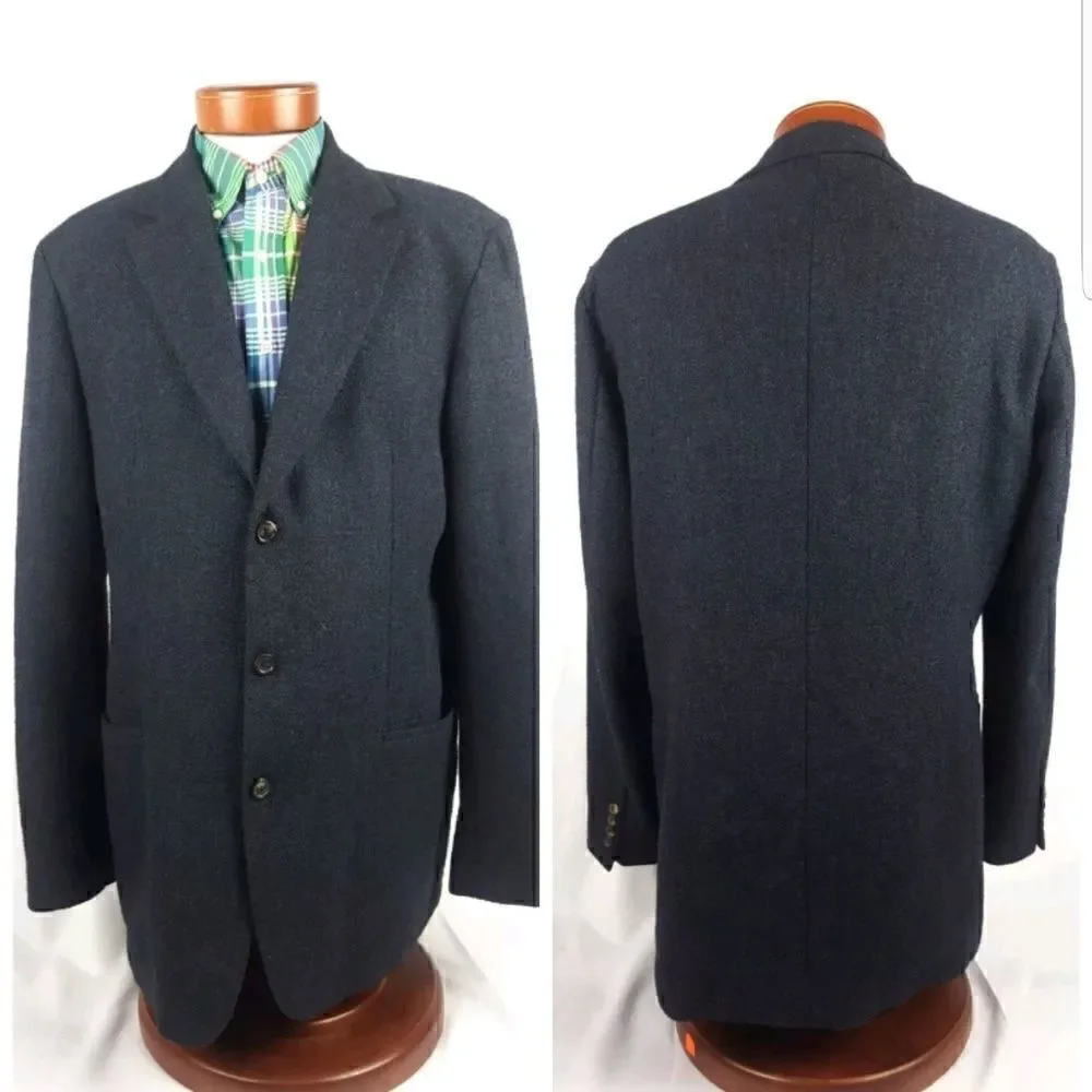 Hugo Boss Men's Blazer Size 42L Sunderland Dark Gray Lined 3 Button Virgin Wool